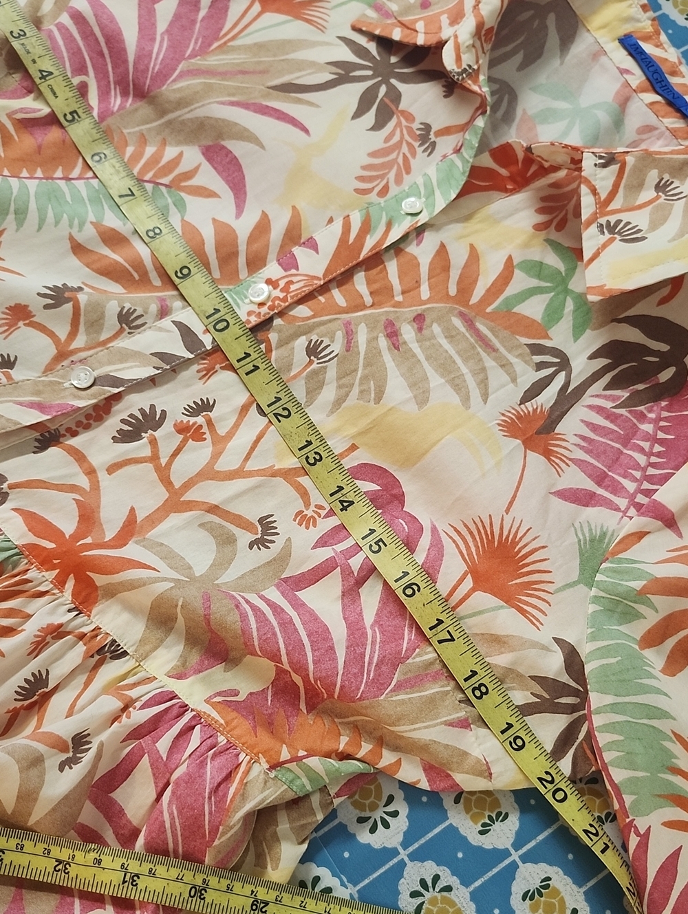 J. McLaughlin Tybee Jungle Melody Midi Shift Dress Cotton Resortwear Size Large - Picture 8 of 10